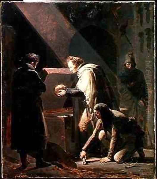 Dominique Vivant Denon 1747-1825 Replacing the bones of Le Cid in his Tomb Oil Painting by Alexandre Evariste Fragonard