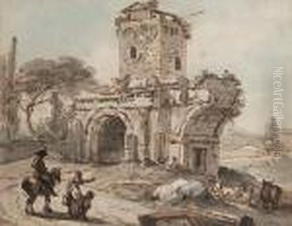 The Ruined Arch Oil Painting by Paul Sandby