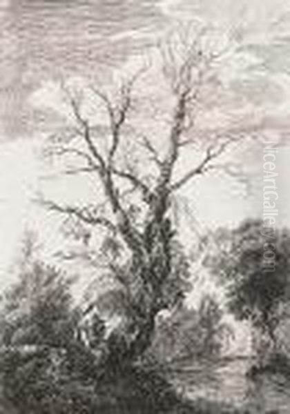 Landscape With A Woman Carving A Heart Into A Tree Oil Painting by Paul Sandby