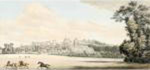 View Of Windsor Castle And Part Of The Town From The Spital Hill Oil Painting by Paul Sandby