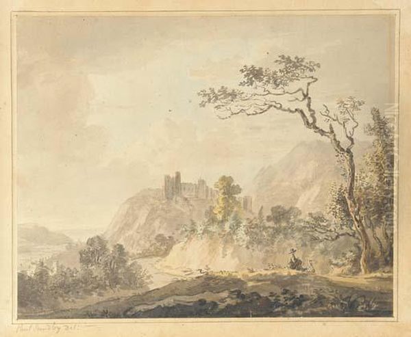 Italianate Landscape With A Figure In The Foreground Oil Painting by Paul Sandby