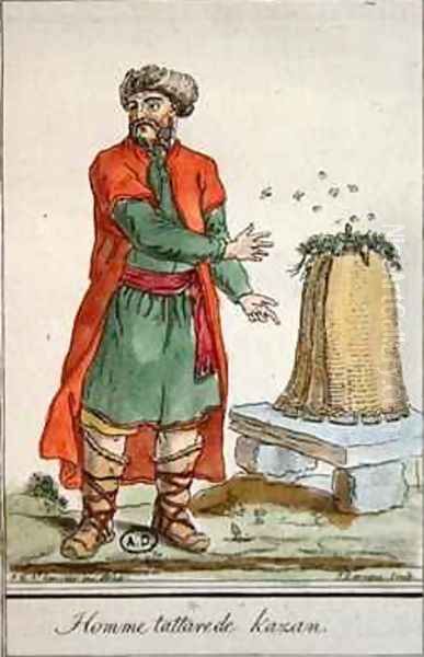 Tatar Man of Kazan with a beehive Oil Painting by Jacques Grasset de Saint-Sauveur