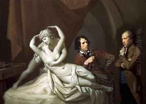 Antonio Canova 1757-1822 in his Studio with Henry Tresham 1751-1814 and a Plaster Model for the Cupid and Psyche Oil Painting by Hugh Douglas Hamilton