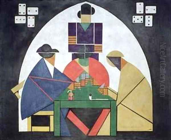 The Card Players Oil Painting by Theo van Doesburg