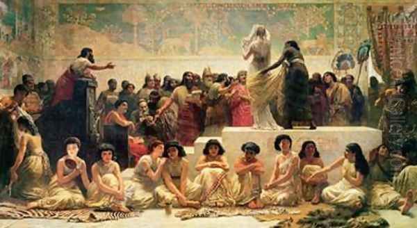 The Babylonian Marriage Market 1875 Oil Painting by Edwin Longsden Long