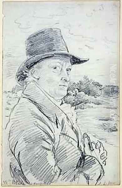 William Blake Wearing a Hat Oil Painting by John Linnell