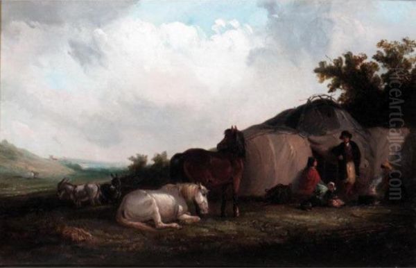 A Gypsy Encampment Oil Painting by Thomas Smythe