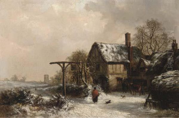 Outside The Stag, Winter Oil Painting by Thomas Smythe