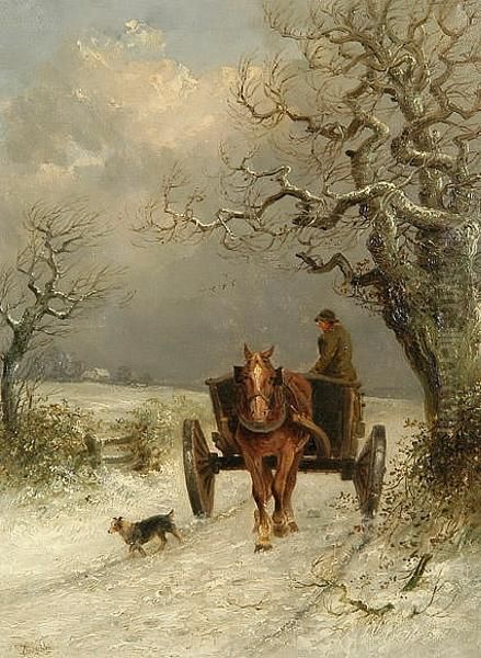 Coming Home In The Snow Oil Painting by Thomas Smythe