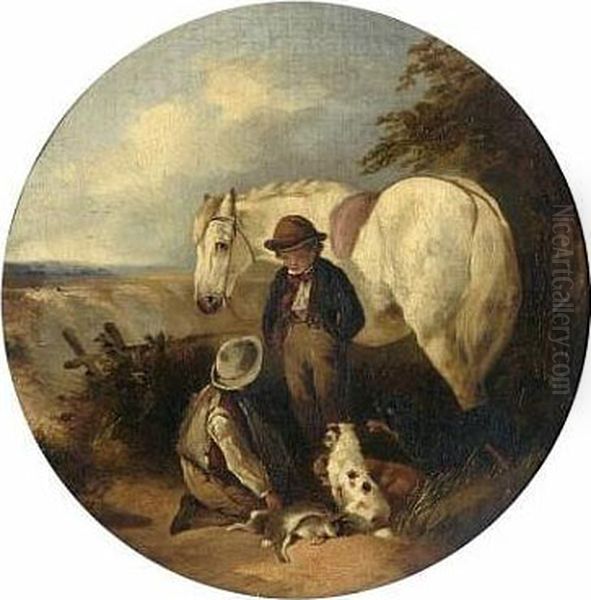 Two Boys With Pony, Dogs And Game, And Another Similar Oil Painting by Thomas Smythe