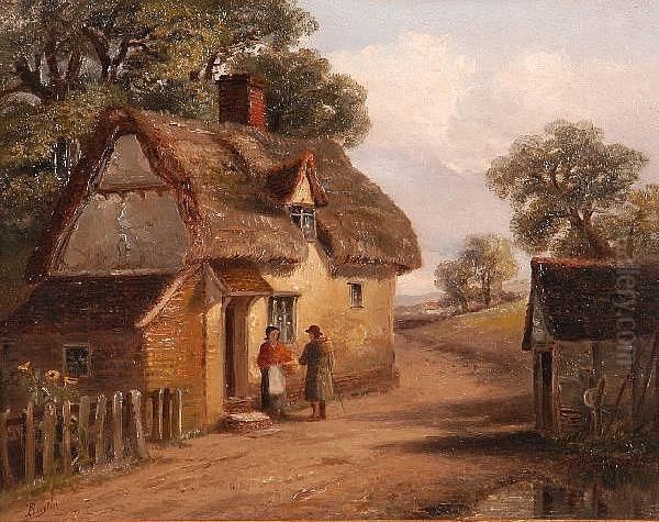 At The Cottage Door Oil Painting by Thomas Smythe