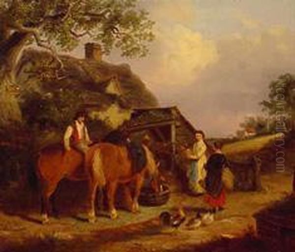 Farmhouse Scene Oil Painting by Thomas Smythe