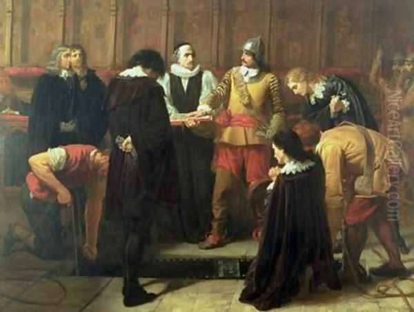 The Burial of Charles I 1600-49 at St Georges Chapel 1857 Oil Painting by Charles Lucy