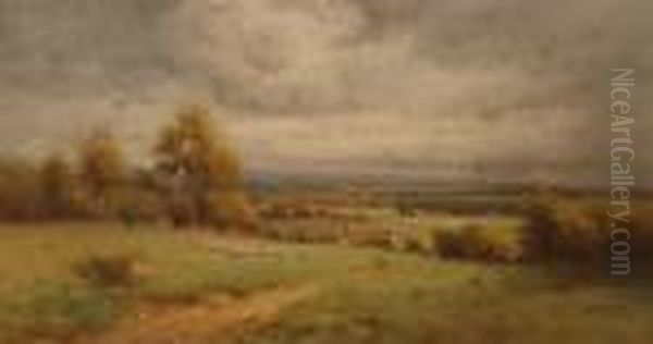 The Cloudy Day, Haversham, Buckinghamshire. Oil Painting by Henry John Sylvester Stannard