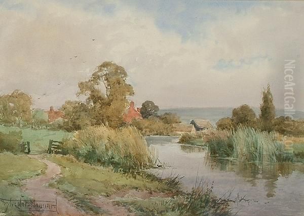 The Rother, Near Lewes, Sussex Oil Painting by Henry John Sylvester Stannard