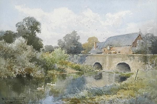 Bromham Mill And Bridge Oil Painting by Henry John Sylvester Stannard