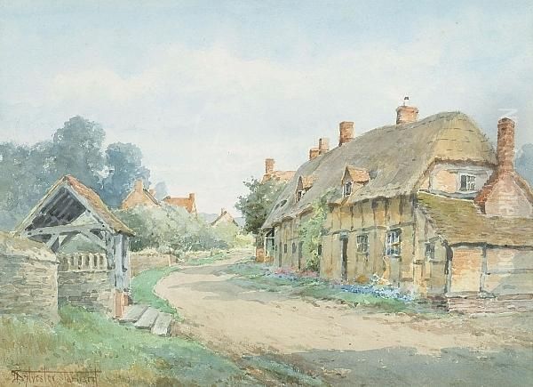 Mill Lane, Welford On Avon Oil Painting by Henry John Sylvester Stannard