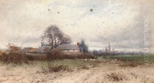 Farm Landscape With Sheep Oil Painting by Henry John Sylvester Stannard