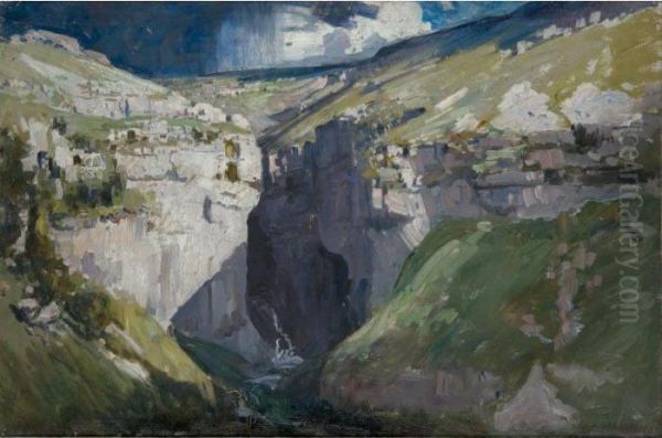 Goredale Scar (sunny) Oil Painting by Arthur Ernest Streeton