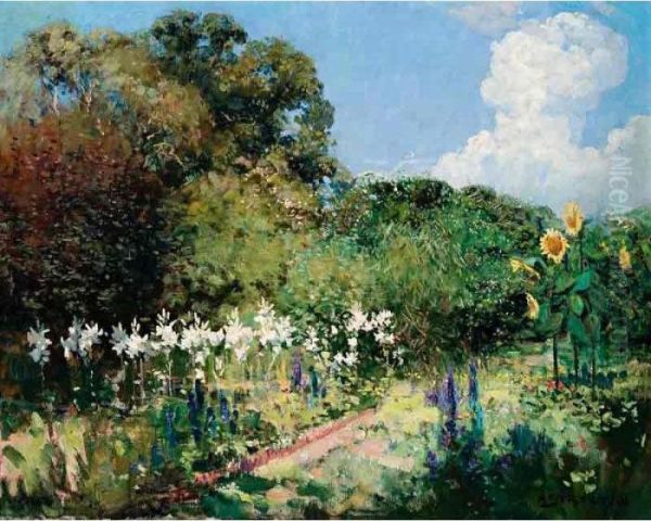 Toorak Garden Oil Painting by Arthur Ernest Streeton