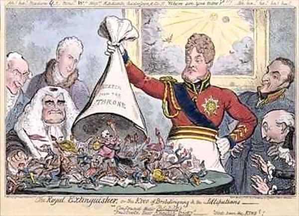 The Royal Extinguisher or the King of Brobdingnag and the Lilliputians Oil Painting by G. and I. Cruikshank