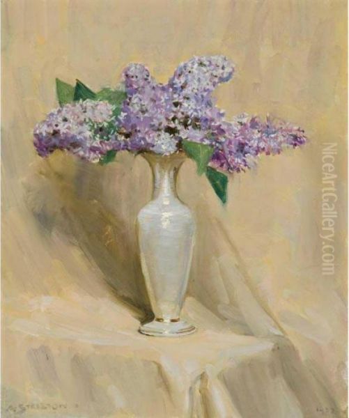 Lilac Oil Painting by Arthur Ernest Streeton