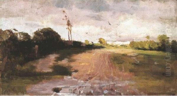 Wet Road Oil Painting by Arthur Ernest Streeton