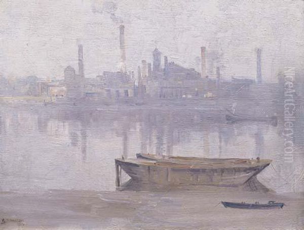 The Thames At Battersea Oil Painting by Arthur Ernest Streeton