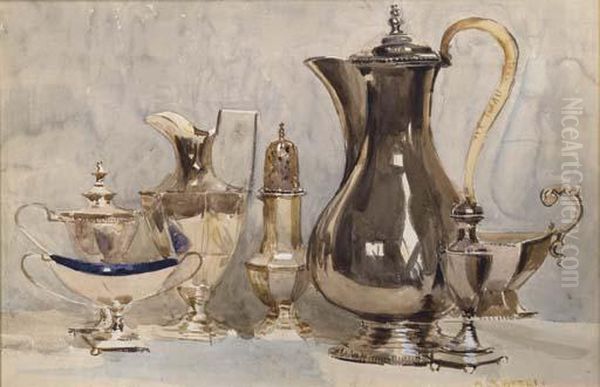 Still Life, Georgian Silver Oil Painting by Arthur Ernest Streeton