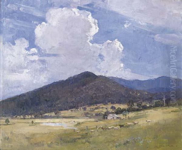 Hills And Clouds Oil Painting by Arthur Ernest Streeton