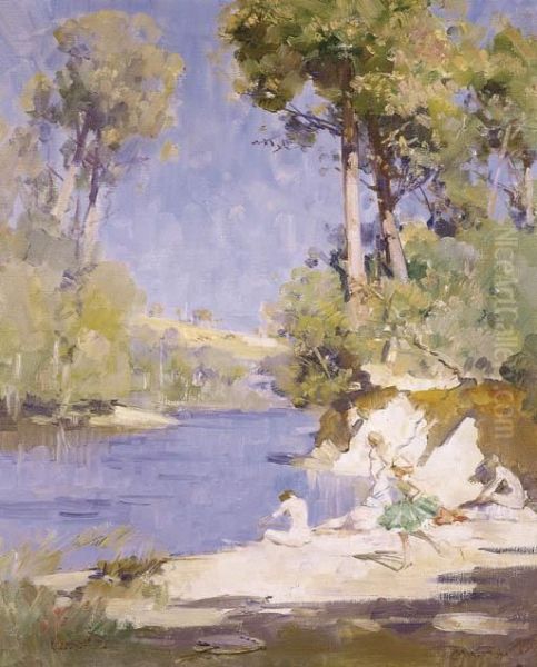 Shall We Gather At The River Oil Painting by Arthur Ernest Streeton