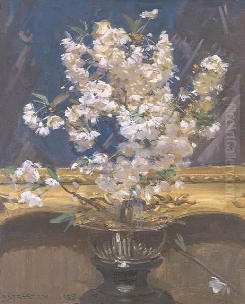 Cherry Blossom Oil Painting by Arthur Ernest Streeton