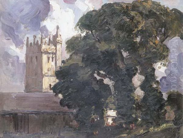 The Abbey And The Oak Tree Oil Painting by Arthur Ernest Streeton