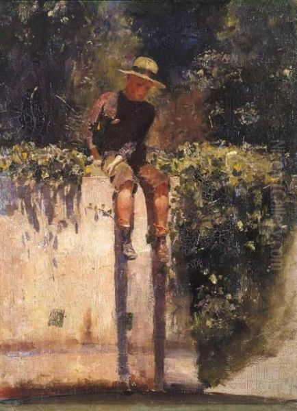 The Water-tank Boy Oil Painting by Arthur Ernest Streeton