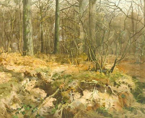 Woodland Cover, Signed And Dated
 Athorburn April 1885 Bottom Left, Watercolour And Bodycolour, 43cmby 
53cm Oil Painting by Archibald Thorburn