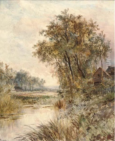 A Cottage By A Pond Oil Painting by Joseph Thors