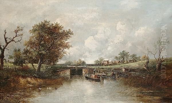 At The Lock-gate Oil Painting by Joseph Thors