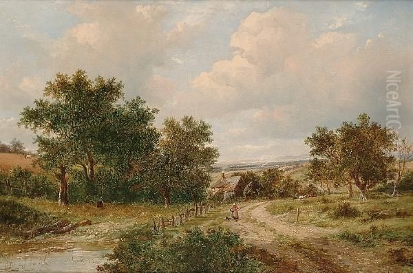 A Country Lane Oil Painting by Joseph Thors