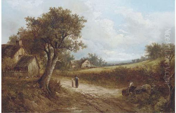 Returning Home From The Market Oil Painting by Joseph Thors