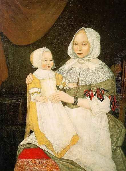 Mrs. Elizabeth Freake and Baby Mary 1671-74 Oil Painting by The Freake Limner