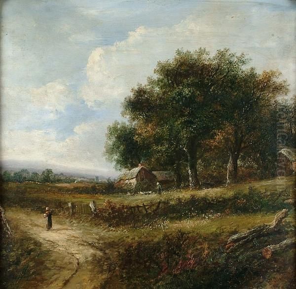 Figures In A Landscape Oil Painting by Joseph Thors