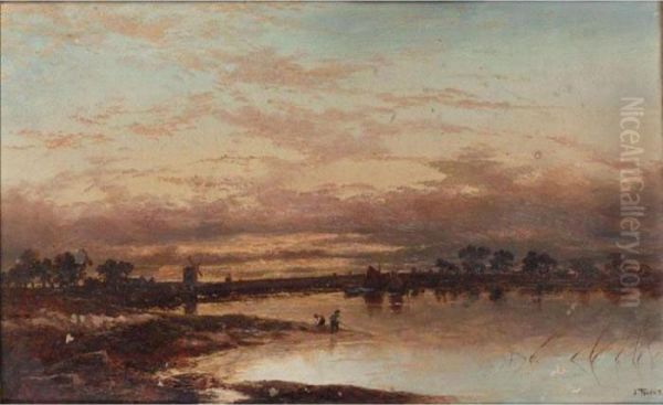 Estuary Scene Oil Painting by Joseph Thors