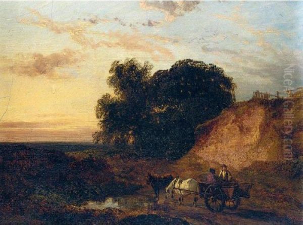 Watering The Horses; Return From The Pasture Oil Painting by Joseph Thors