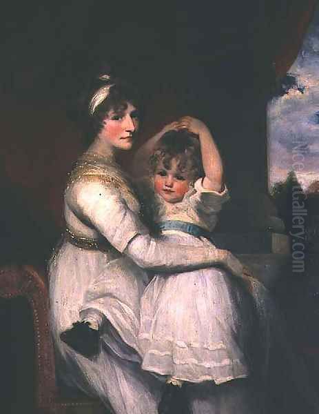 Georgina Countess of Bathurst and her son Oil Painting by John Hoppner