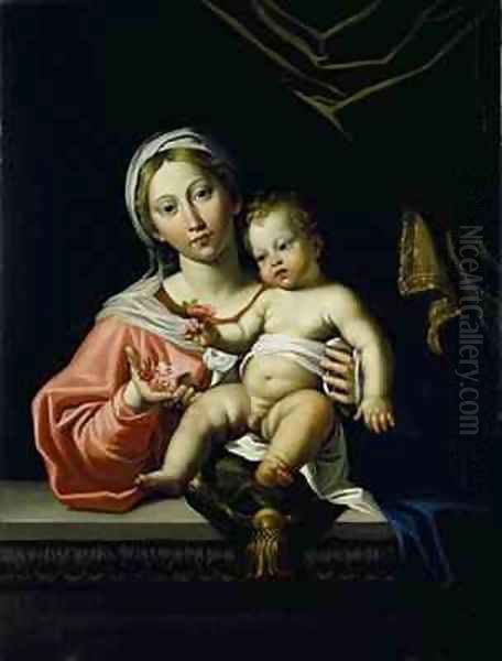 The Madonna della Rosa Oil Painting by Domenico Zampieri (Domenichino)