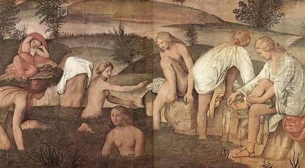 Girls Bathing 1520-23 Oil Painting by Bernardino Luini