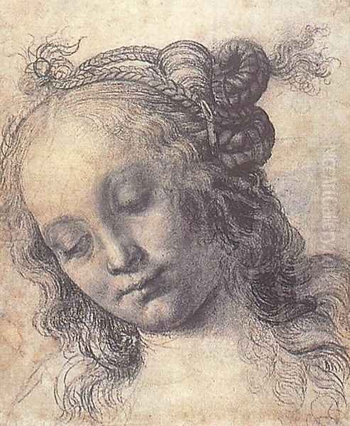 Head Of A Girl (study) Oil Painting by Andrea Del Verrocchio