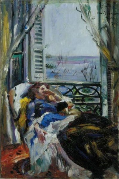 Frau Im Liegestuhl Am Fenster (woman In A Deckchair By The Window) Oil Painting by Lovis (Franz Heinrich Louis) Corinth