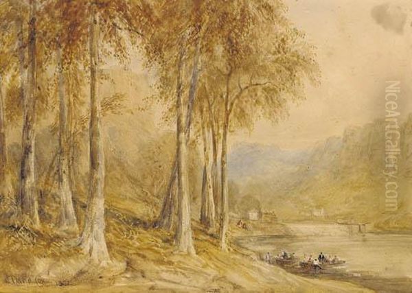 New Weir On The River Wye Oil Painting by David I Cox