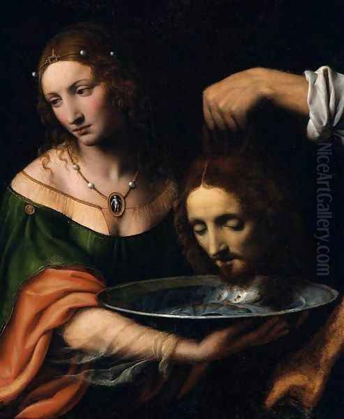 Salome Receiving the Head of John the Baptist Oil Painting by Bernardino Luini